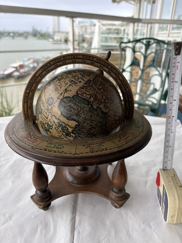 Vintage wood old world globe - wood,