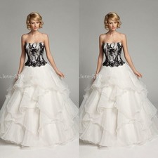 Vintage Wedding Dresses Strapless Black Lace A Line Ruffles Tulle Bridal Gowns