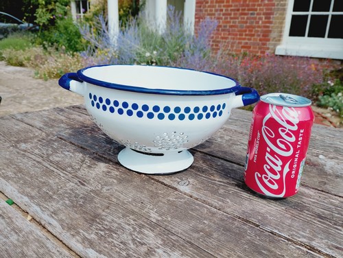 Colander vintage blue and - colander.,