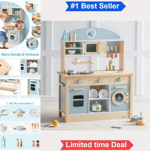 Wooden play kitchen set - play, for