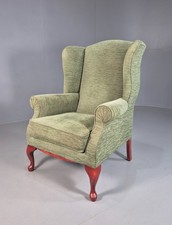 Vintage Wingback Lounge Chair in Green Cotton Chenille EB7906 MNOR