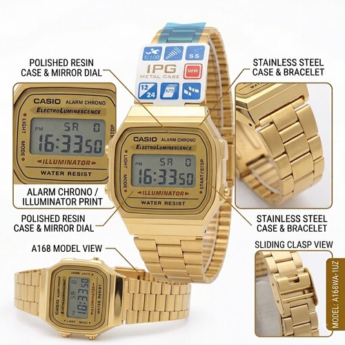 Casio a168 gold unisex - casio,