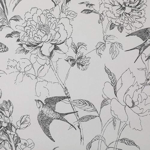 Folk floral wallpaper birds - floral,