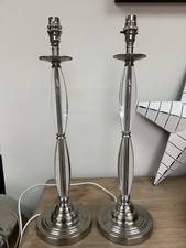 Pair Of Contemporary Laura Ashley Perspex Column Table Lamps Working 51cm Tall