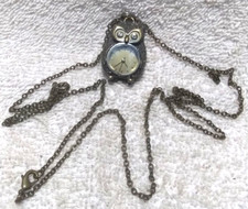 Clarie's Quartz Owl Pendant Watch Crystal Eyes Long Chain New Battery Works !!!