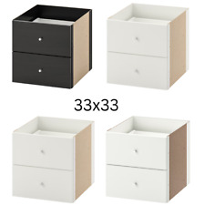 Ikea Kallax Insert 2 Drawer Cube Wooden Bookcase Storage Display Shelves Unit