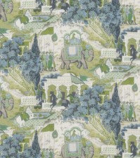 GP & J Baker Curtain Fabric 'SHALIMAR' 4.4 METRES TEAL Cotton Blend
