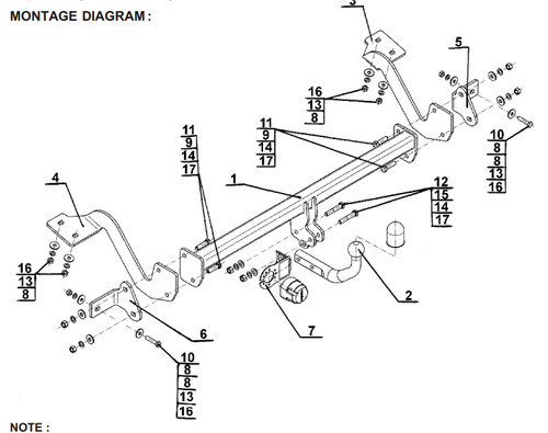 Swan neck tow bar for - bar, vauxhall