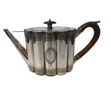 Edwardian EPNS Silver Plated Teapot George III Style Wooden Handle 24cm
