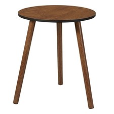 Round Wooden Side Table | Dark