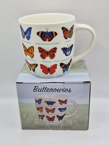 Butterflies fine china mug - butterflies,