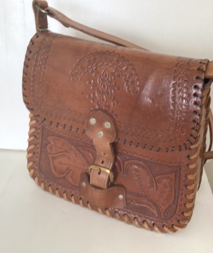Vintage tooled large leather - tooled,