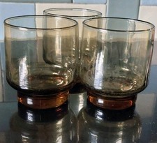 Vintage Libbey Tawny Accent Smoked Brown Glass Tumblers.