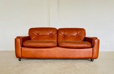 VINTAGE DANISH MID CENTURY COGNAC  LEATHER 2 SEATER SOFA by SIGURD RESSELL