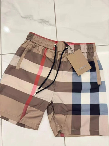 Beige checkered shorts - beige, men's