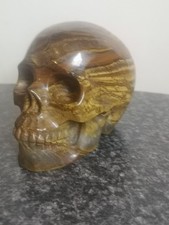 Stunning Large Tiger Iron Eye Crystal Skull Carving - South Africa - 655g - 98mm