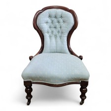 Antique Victorian bedroom chair - carved button back salon chair - nursing chair