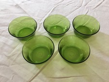 Lot of 5 Vintage Duralex Green Glass Small Bowl Ramekins Year 60/70