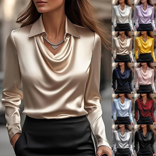 Ladies satin silk tee - satin,