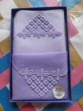 New Vintage Boots Ladies Swiss  Handkerchiefs Lavender Lilac Boxed