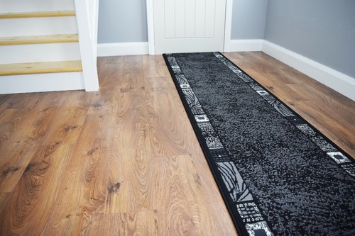 Black grey rug - black, hallway