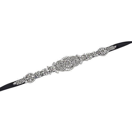 Black rhinestone wedding belt - rhinestone,