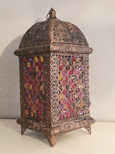 Rustic moroccan beaded lantern - beaded,