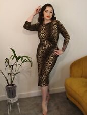 vintage 50s style rockabilly retro wiggle dress leopard print