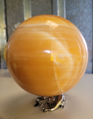 Gigantic mango calcite sphere - mango,