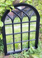 New Black Arch Shape Indoor/Outdoor Garden Home Mirror Lightweight Any Weather