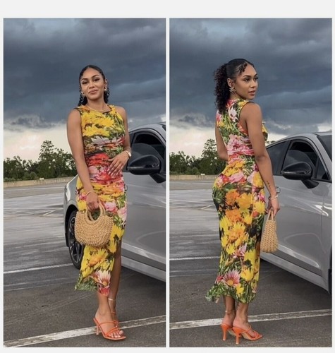 Zara floral mesh - floral, midi