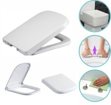 Luxury Square Toilet Seat Heavy Duty White Soft Close Top Quick Release Hinges