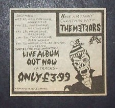 The Meteors Live Era UK Tour 1983 Mini Poster Type Concert Ad, Promo Advert