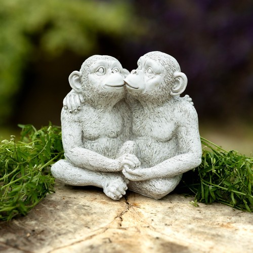 Monkey garden ornament - ornament, kissing