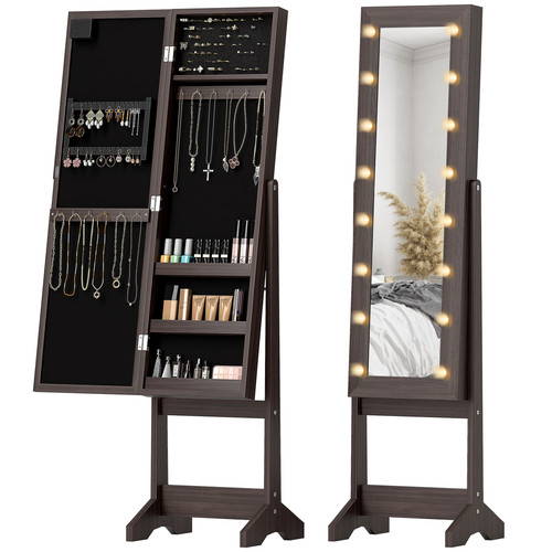 Led mirrored jewellery cabinet - mirrored,