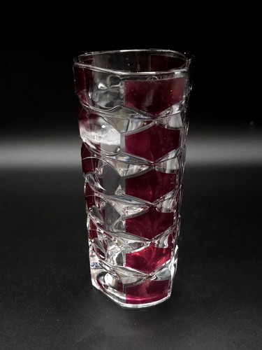 Vintage cut crystal vase - vase, ruby