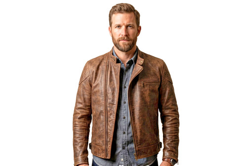 Men racer leather - racer, jacket