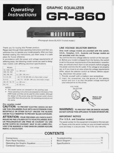 Pioneer 860 stereo graphic - pioneer, gr-860
