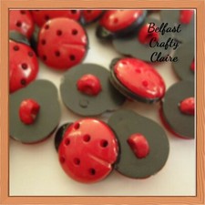 10 or 25- Ladybird - Lady Bug - Insect Theme Shank Style - Buttons - 14mm