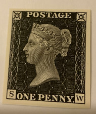 GB 1840 1d Penny Black 4 Margins 1990 Nice Engraved Facsimile Reproduction