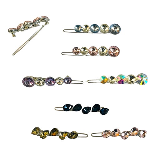 Metal hair clips - slide, crystal