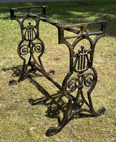 Antique cast iron bench base - cast,