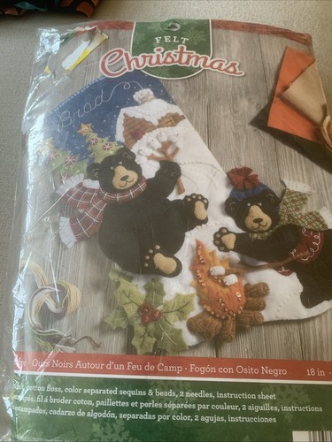 Bucilla black bear - bear, bonfire