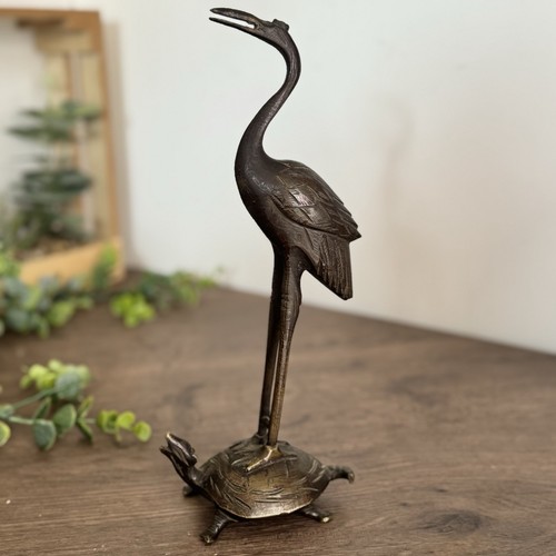 Vintage brass heron crane - brass,