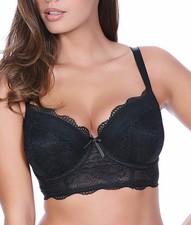  Freya Fancies Black Underwired Longline Bra AA1014 Black & Natural Beige Nude