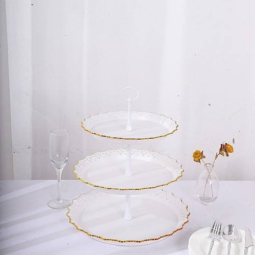 Metallic white gold 3 tier - white,