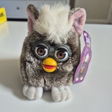 Vintage Furby Buddies Tiger 1999 White/Grey toh-loo ah-may with tag