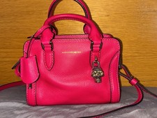 Authentic Alexander McQueen Mini Skull Padlock Tote Bag Red Designer Handbag