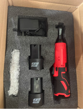 Electric Cordless Right Ratchet Angle Wrench Power Tool 3/8'' 90° 2x Battery Kit