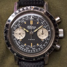 Vintage Ollech & Wajs Selectron Reverse Panda Swiss Computer Chronograh Watch